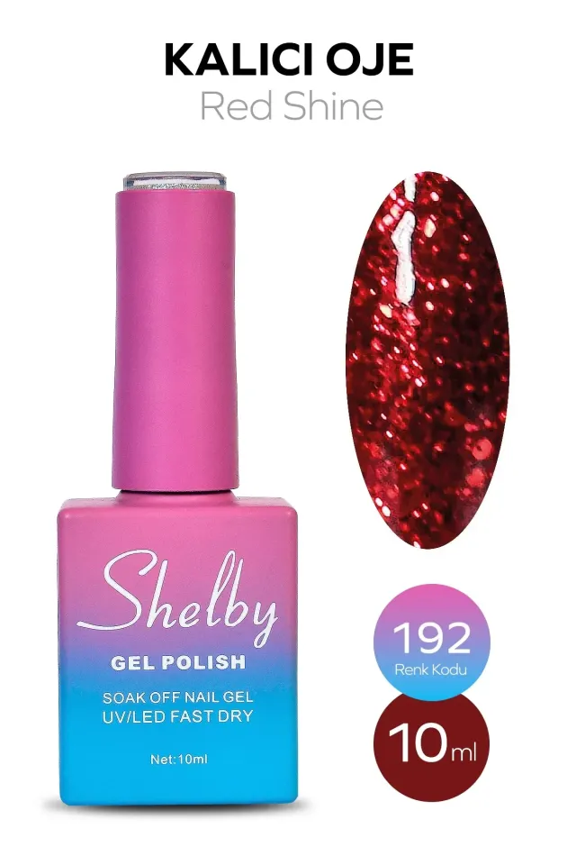 SHELBY 10 ML. A192 IŞILTILI KIRMIZI KALICI OJE